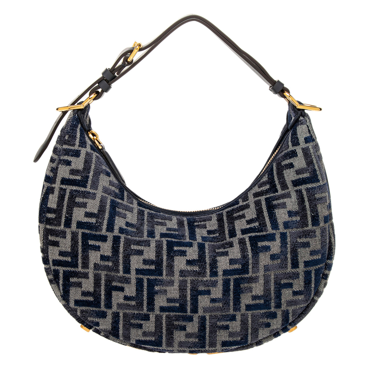 Dark Blue FF Chenille Small Fendigraphy Hobo