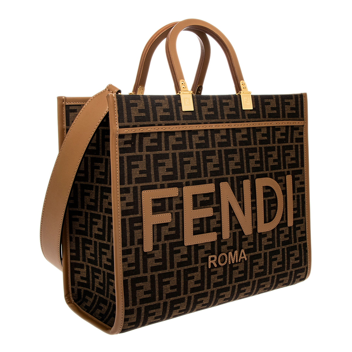 Brown FF Jacquard Medium Fendi Sunshine Shopper