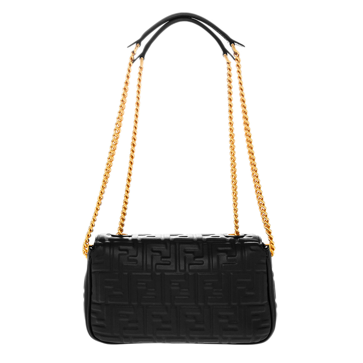 Black Nappa Midi Baguette Chain Bag