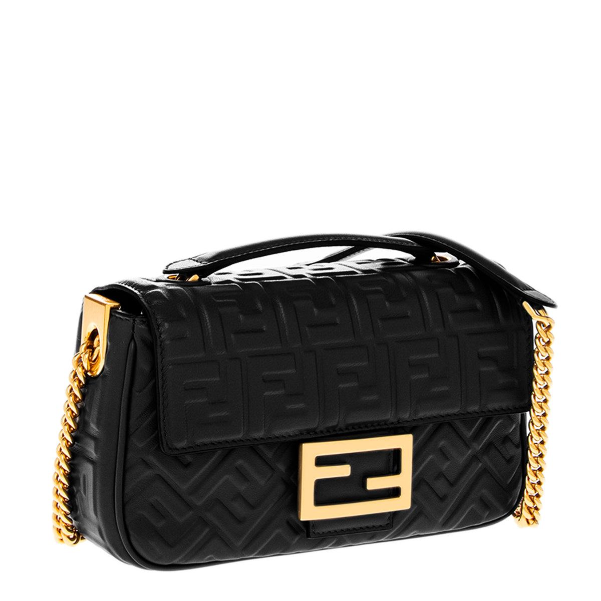 Black Nappa Midi Baguette Chain Bag