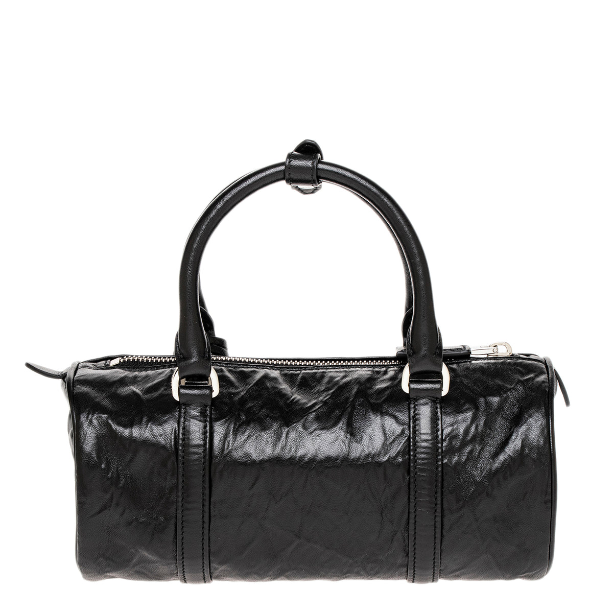 Black Antique Nappa Leather Bowling Bag