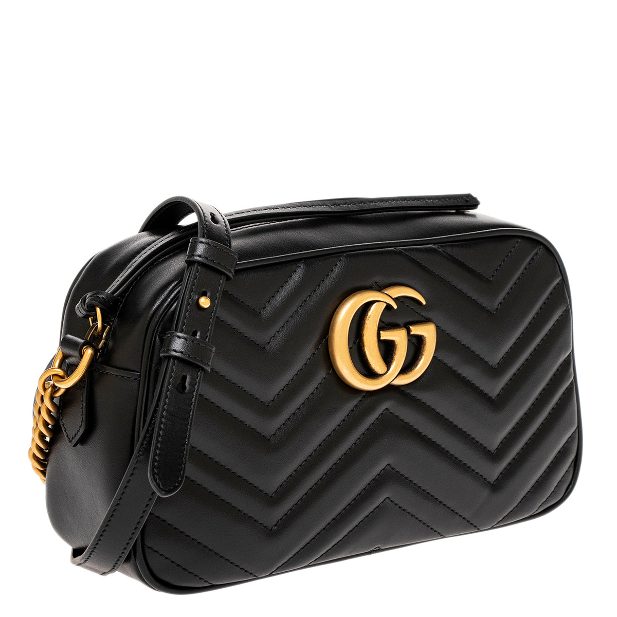 Black Matelasse Calfskin GG Marmont Mini Bag