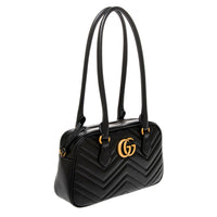 Black Matelasse Calfskin GG Marmont Small Top Handle