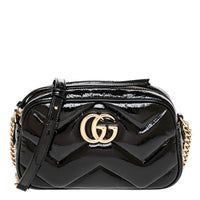 Black Patent Small GG Marmont Shoulder Bag