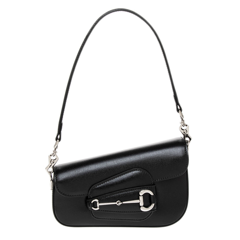 Black Leather Horsebit 1955 Mini Shoulder Bag