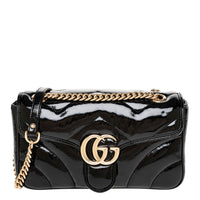 Black Patent Small GG Marmont Shoulder