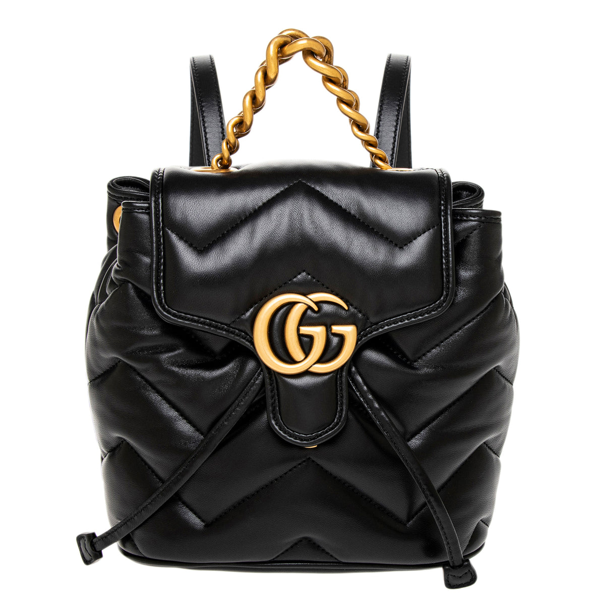 cheap gucci mini backpack Gucci Black Matelasse Calfskin GG Marmont Mini Backpack | myGemma
