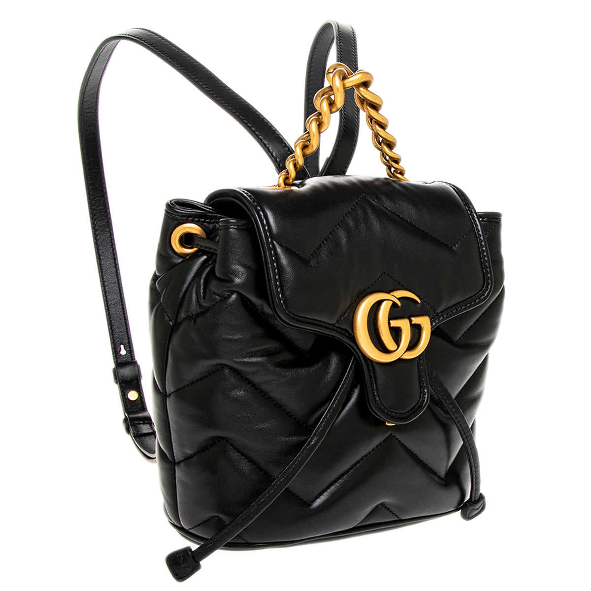 gucci mini backpack for women Gucci Black Matelasse Calfskin GG Marmont Mini Backpack | myGemma