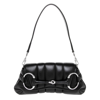 Black Small Horsebit Chain Shoulder Bag