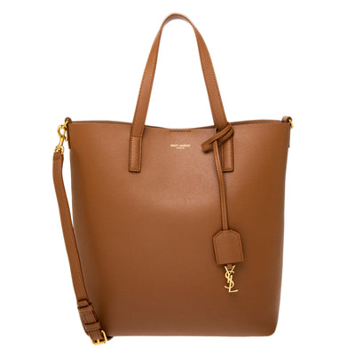 Brick Leather North South Shopping Tote