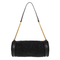 Black Raffia Small Cassandre Cylinder Bag