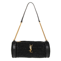 Black Raffia Small Cassandre Cylinder Bag