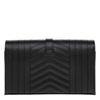 Black Grain De Poudre Envelope Chain Wallet