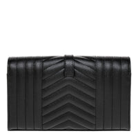 Black Grain De Poudre Envelope Chain Wallet