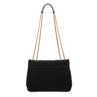 Black Quilted Fabric Small Loulou Chain Bag