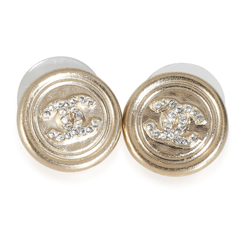 2021 Round CC Earring With Strass Yellow Gold Plated