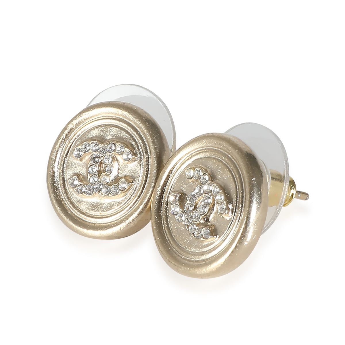 2021 Round CC Earring With Strass Yellow Gold Plated