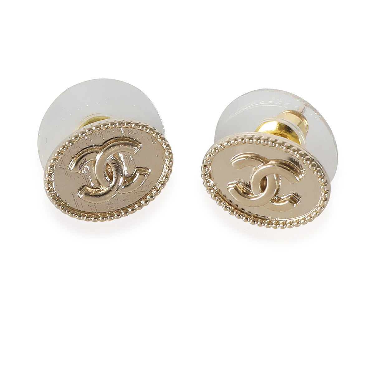 2021 Small Oval CC Yellow Gold Plated Stud Earring