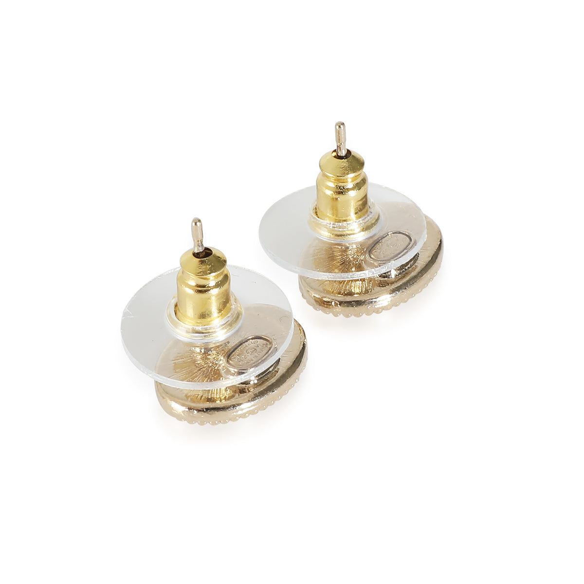 Gold Plated Small CC Oval Stud Earring