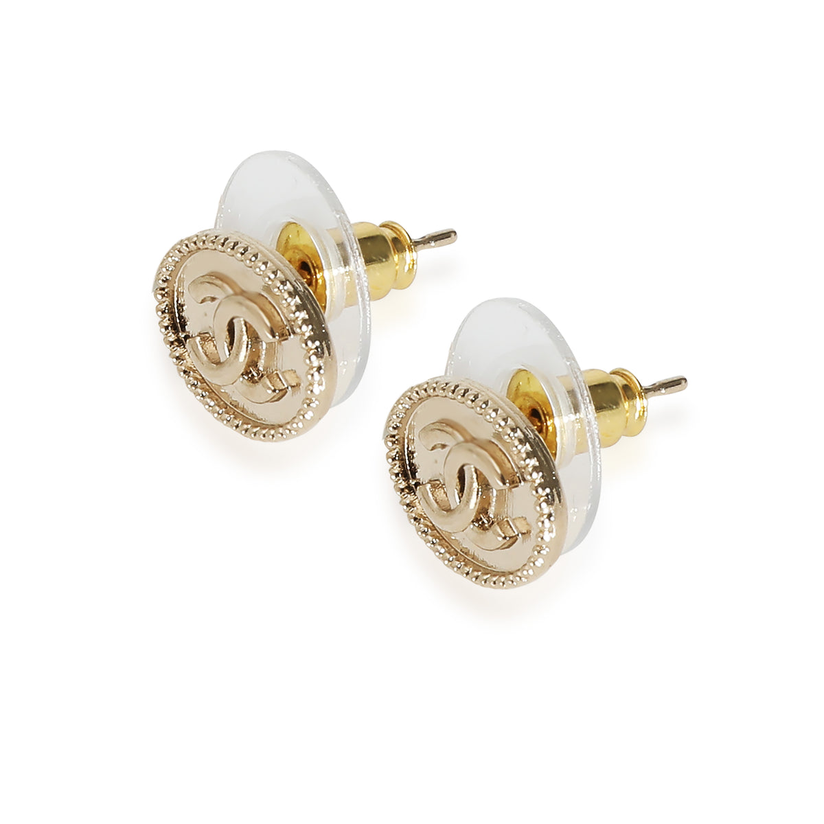 Gold Plated Small CC Oval Stud Earring