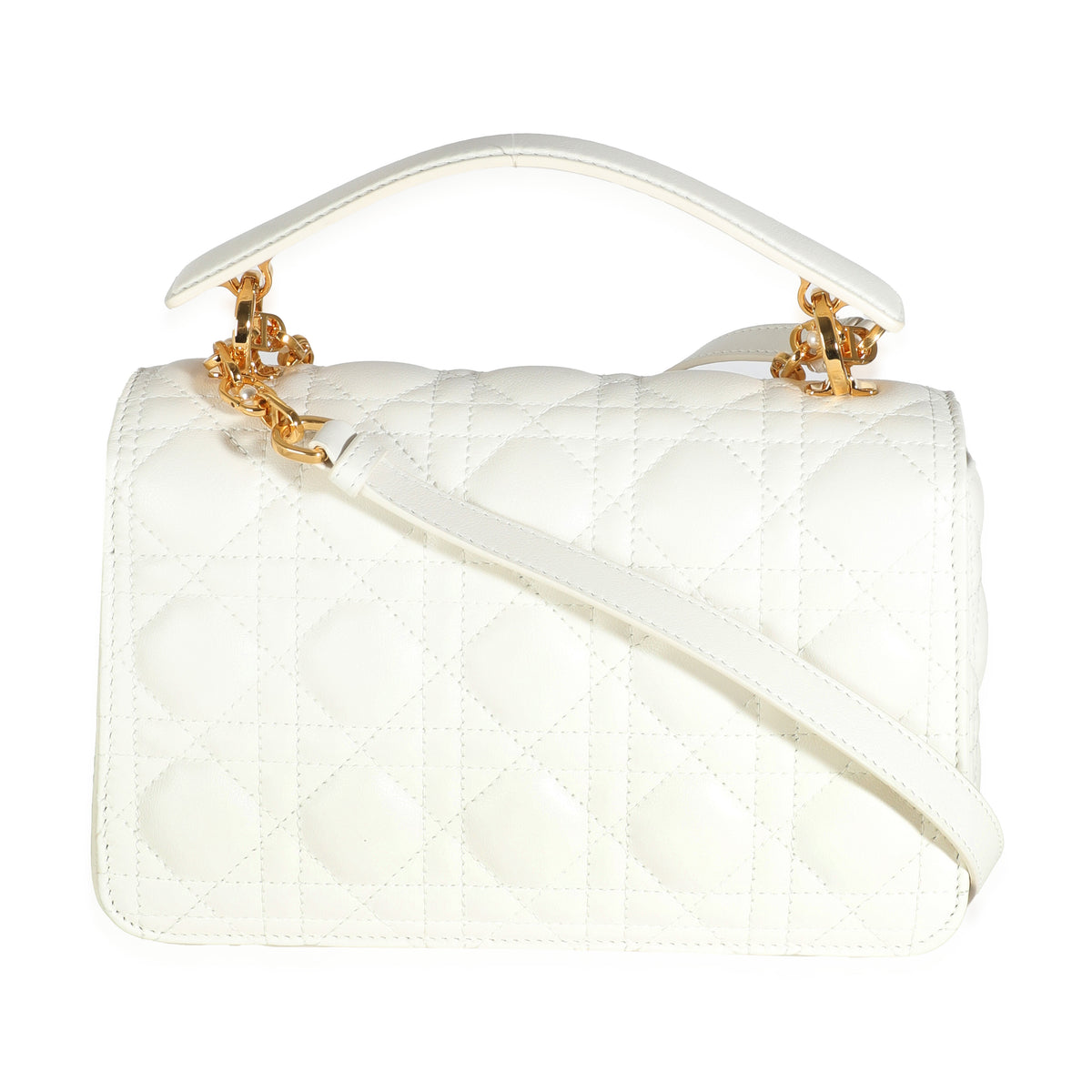 Latte Lambskin Cannage Small Jolie Top Handle Bag