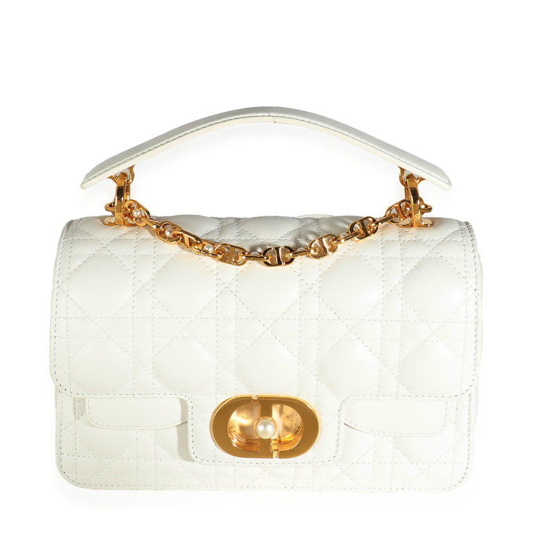 Latte Lambskin Cannage Small Jolie Top Handle Bag