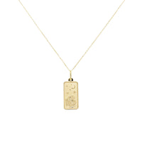 Aquarius Zodiac Dog Tag Necklace in 14K Yellow Gold