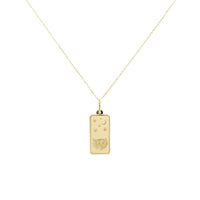 Taurus Zodiac Dog Tag Necklace in 14K Yellow Gold