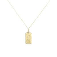 Gemini Zodiac Dog Tag Necklace in 14K Yellow Gold