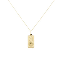 Leo Zodiac Dog Tag Necklace in 14K Yellow Gold