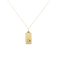 Libra Zodiac Dog Tag Necklace in 14K Yellow Gold