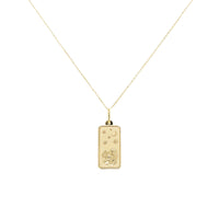 Virgo Zodiac Dog Tag Necklace in 14K Yellow Gold