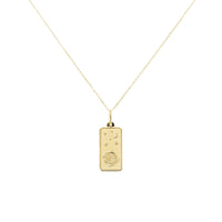 Pisces Zodiac Dog Tag Necklace in 14K Yellow Gold