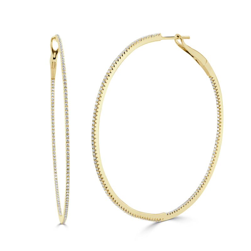 Diamond Skinny Hoop Earrings in 14K Yellow Gold (0.68 CTW)