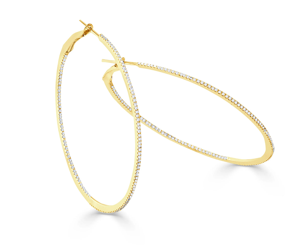 Diamond Skinny Hoop Earrings in 14K Yellow Gold (0.68 CTW)