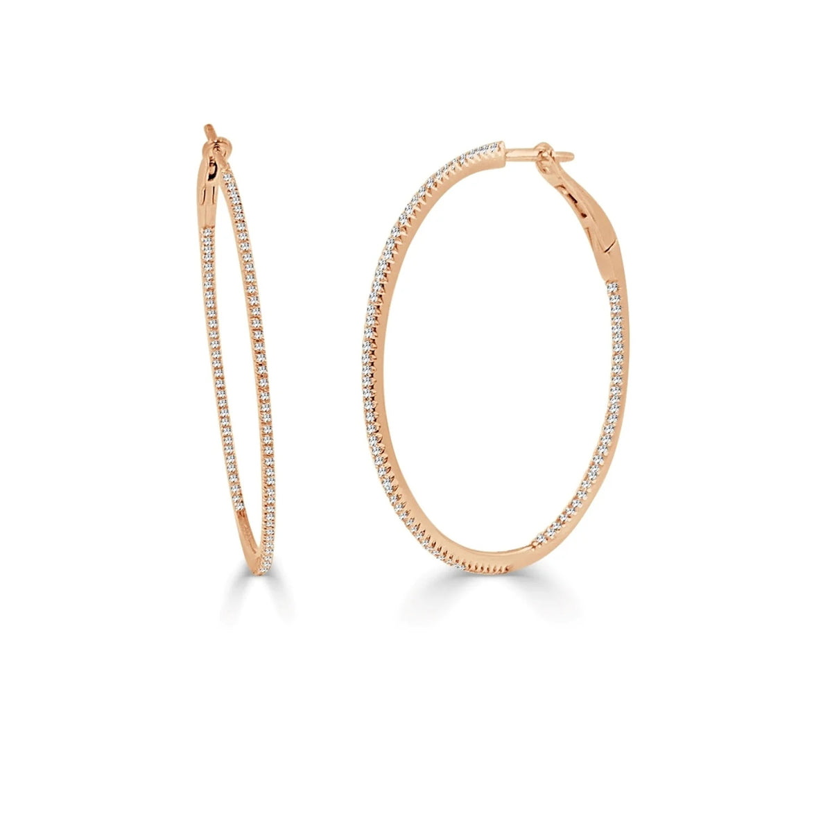 Diamond Hoop Earrings in 14K Rose Gold (0.57 CTW)