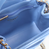 25C Navy Shiny Quilted Aged Calfskin Nano Kelly