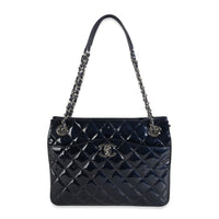 Navy Quilted Patent Small Chanel 3 Shopping Tote