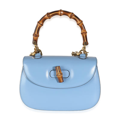 Blue Boarded Dyana Lux Calfskin Web Small Bamboo 1947 Top Handle Bag