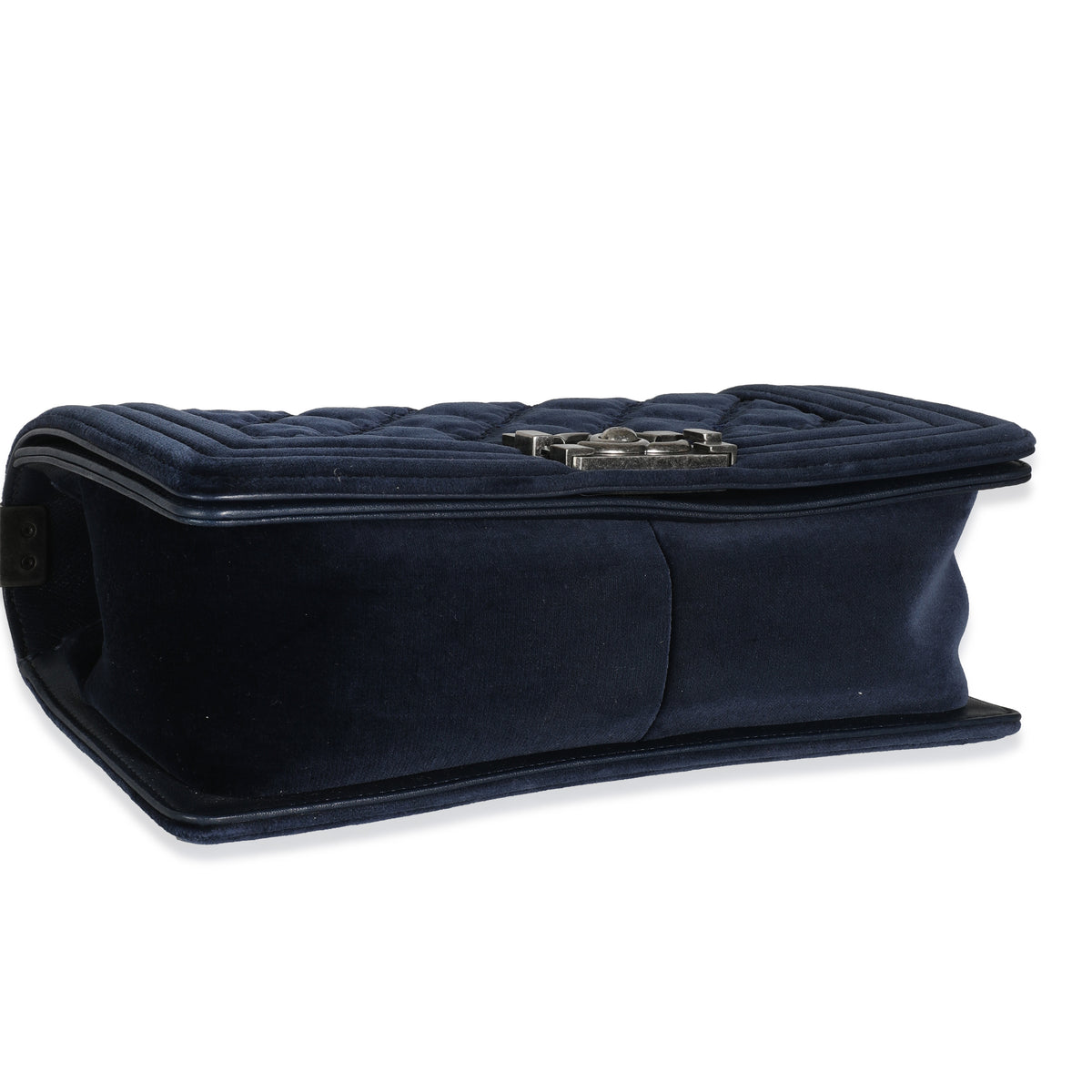 Navy Quilted Velvet Old Medium Boy Bag