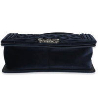 Navy Quilted Velvet Old Medium Boy Bag