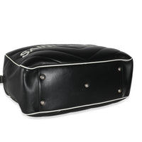 Black Calfskin Medium Miles Logo Bowler Duffle Bag