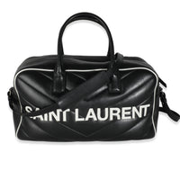 Black Calfskin Medium Miles Logo Bowler Duffle Bag