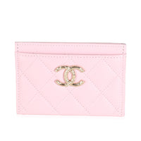 Pink Quilted Caviar CC Classic Card Case