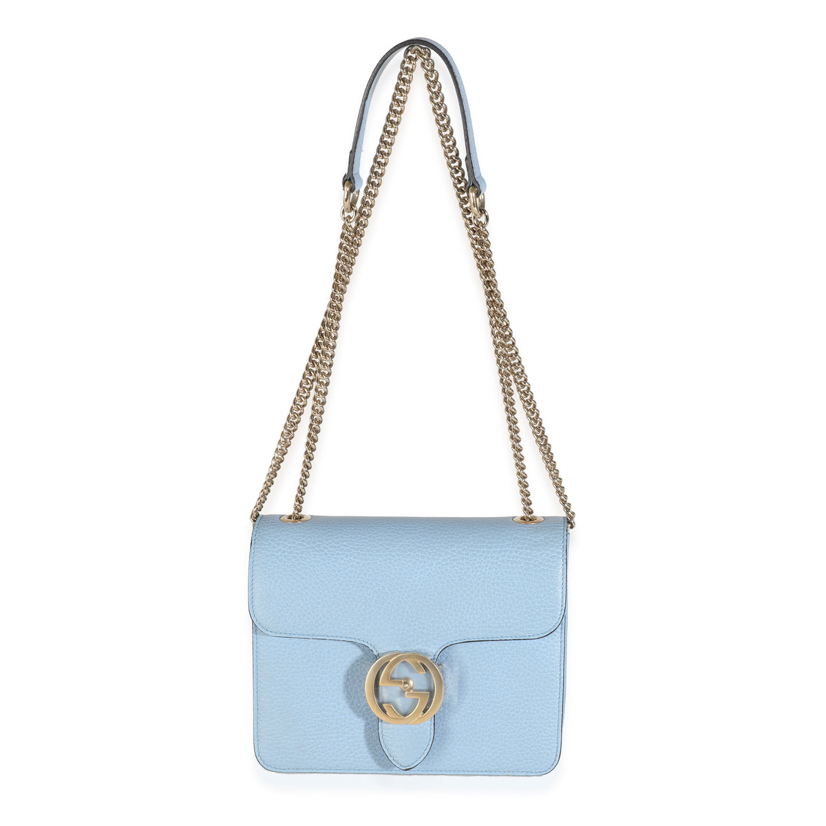 Mineral Blue Dollar Calfskin Small Interlocking G Shoulder Bag