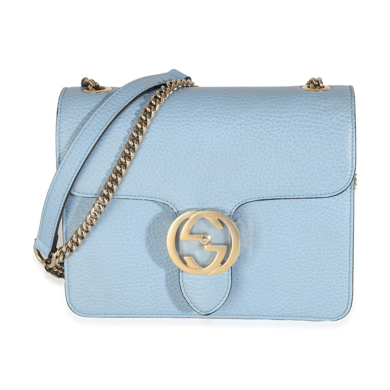 Mineral Blue Dollar Calfskin Small Interlocking G Shoulder Bag