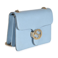 Mineral Blue Dollar Calfskin Small Interlocking G Shoulder Bag