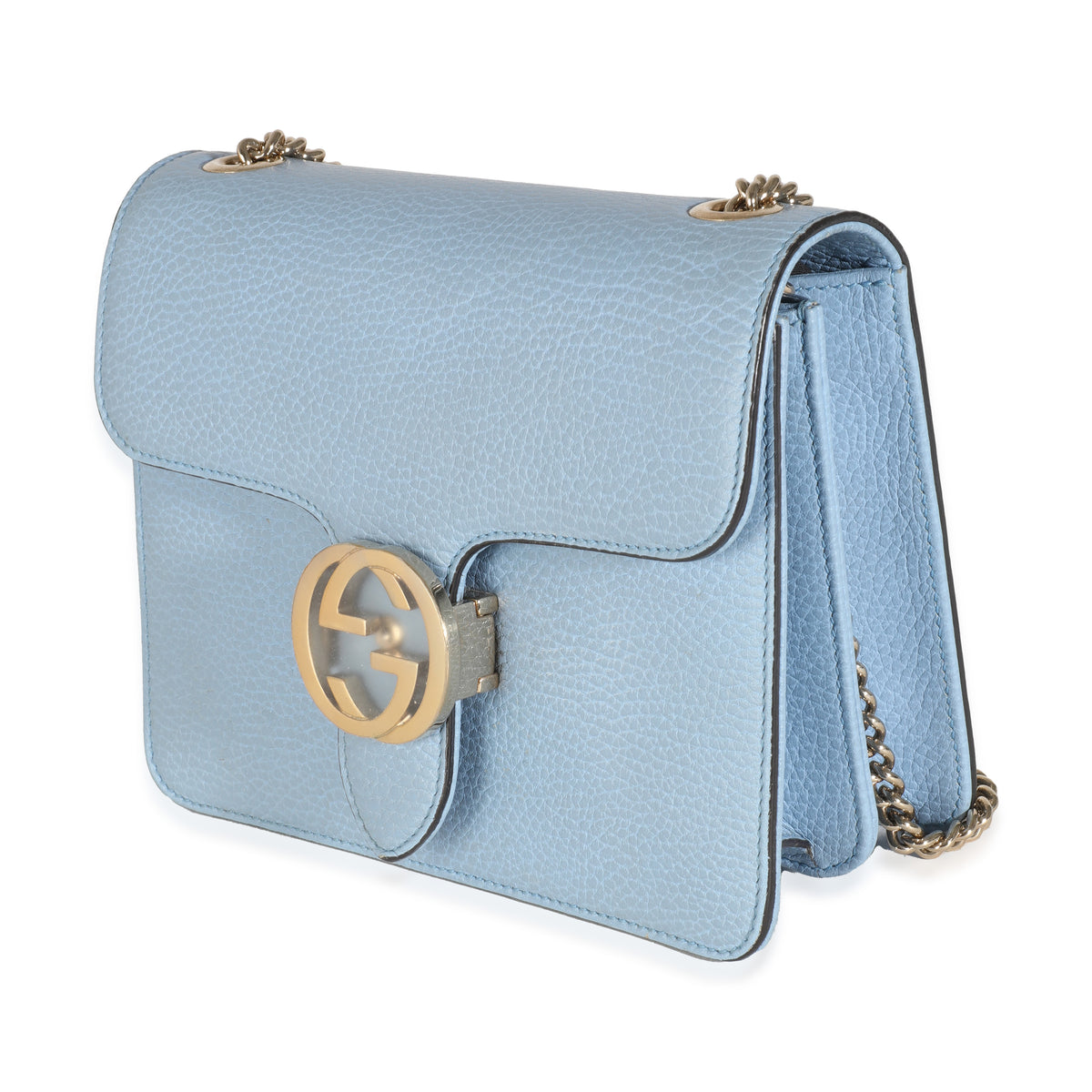 Mineral Blue Dollar Calfskin Small Interlocking G Shoulder Bag