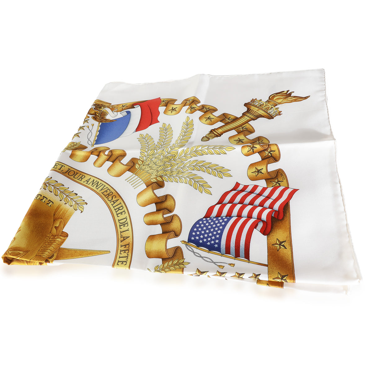 White Multicolor Silk Liberty Scarf 90