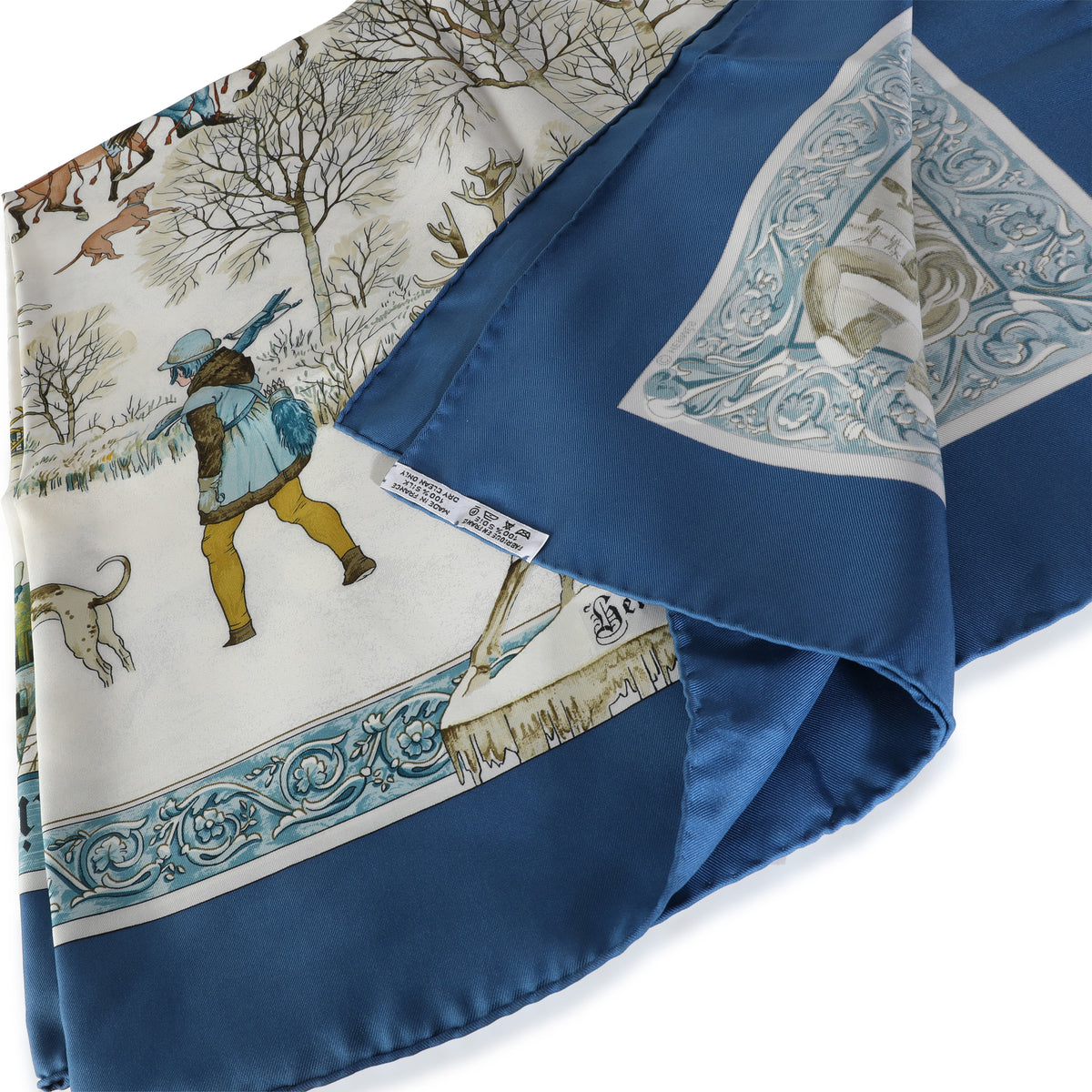 Navy Multicolor Silk LHiver Scarf 90